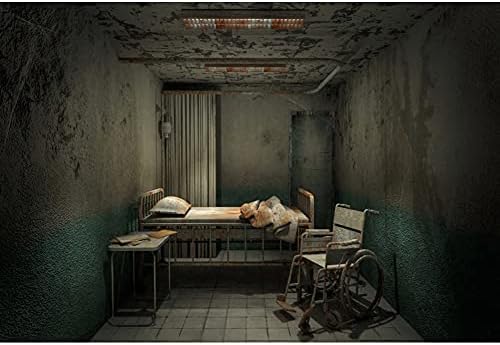 Yeele 6x4ft Halloween Scary Basture Backdrop Shabby Hospital Ward Decoração de interiores Cama esfarrapada