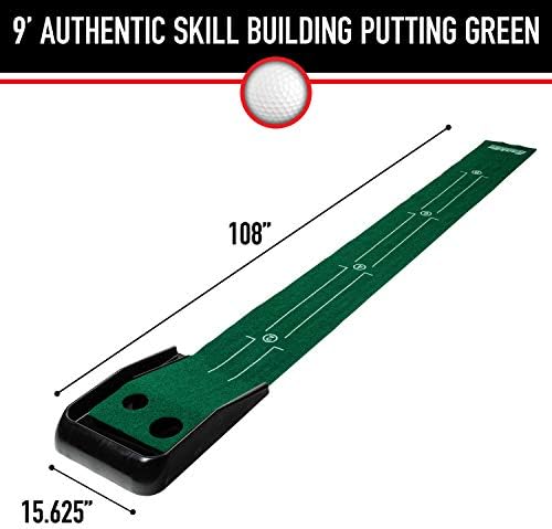 Franklin Sports Indoor Golf Putting Green - Mat de 9 pés portátil com bola de automóvel - Auxílio