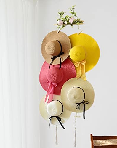 Rack de chapéu Boho para parede - Exibição de chapéu para cabides de decoração de quarto boho