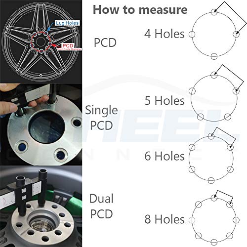 Wheel Connect PCD Gitle, Ferramenta de medição do padrão de parafuso de roda/aro, régua PCD, pinça deslizante