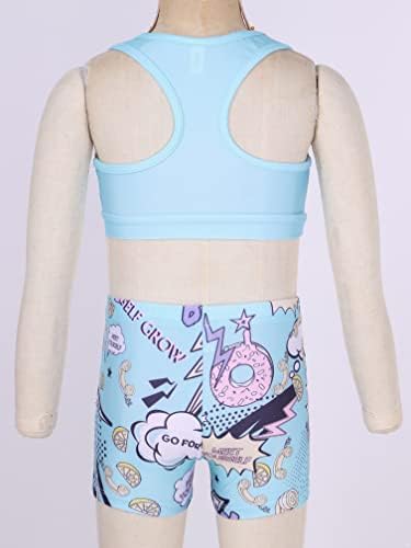 Musemis Girls 'Kids' Sport Dance Roup Crop Top com shorts de booty Ginástica Letard Dancing Swimwear