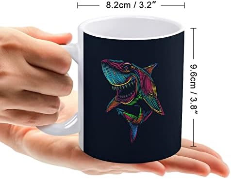 Canecas de tubarão colorido Copo de chá de cerâmica de caneca de café impressão de café com alças