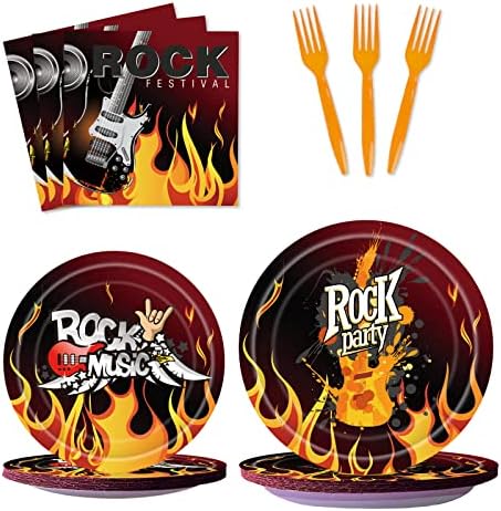 Rock and Roll Party Supplies, Rock Star Music Theme Tableware Kit, placas de rock, placas de aniversário,