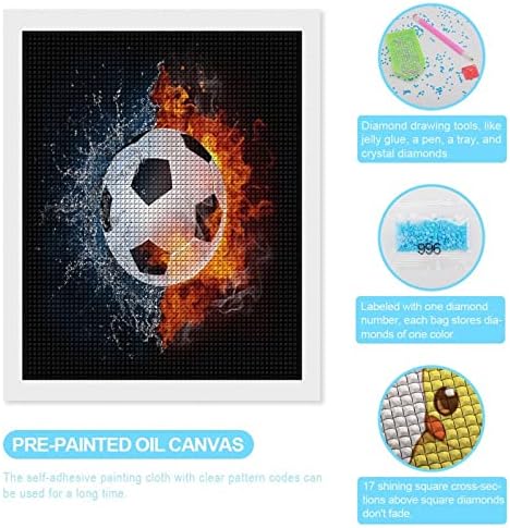 Bola de futebol On Fire Water Diamond Painting Kit Pictures Diy Full Drill Acessórios para casa Presente
