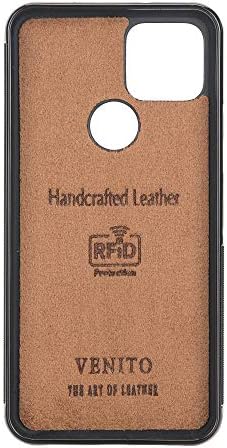Venito Florence Leather Carthe Phone Caixa compatível com Google Pixel 5 - Extra Seguro com bloqueio RFID -