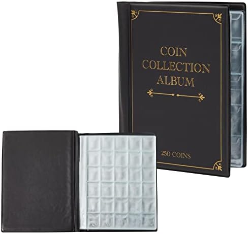 Álbum de coleção de moedas, segura até 250 moedas
