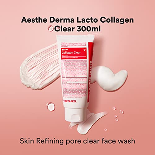 Medi-Peel] Aesthe Derma lacto colágeno claro 300ml | Espuma de limpeza facial coreana | Skincare K-Beauty