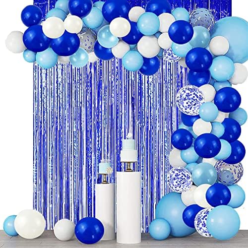 Balões azuis 100 pacote de 100 polegadas de 12 polegadas azuis azuis azuis e brancos de látex