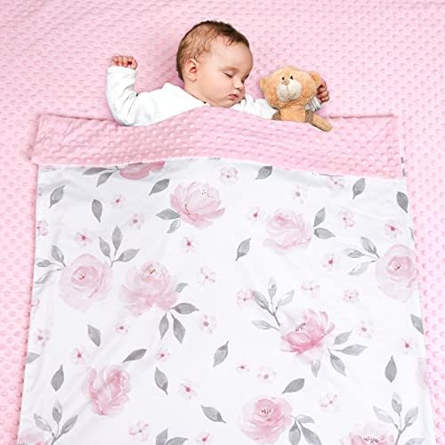 Cobertor de bebê phf Minky para meninas, 30x40 polegadas macias camadas de duas camadas de bebê com