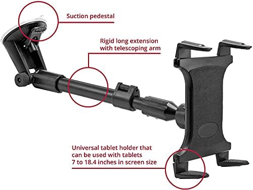 Porta de montagem de carro para tablet [Extensão telescópica do braço], suporte para carro de pára -brisa