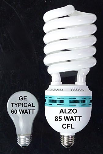 Alzo 85W Light Light Full Spectrum CFL Bulbo 5500k, 4250 lúmens, 120V, pacote de 4, luz branca da luz do dia