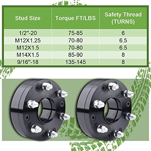 YizBap 2pcs 5x4.5 a 6x5.5 Adaptadores de roda, 2 polegadas 5x114.3mm a 6x139,7 mm Adaptadores centrados em hub de