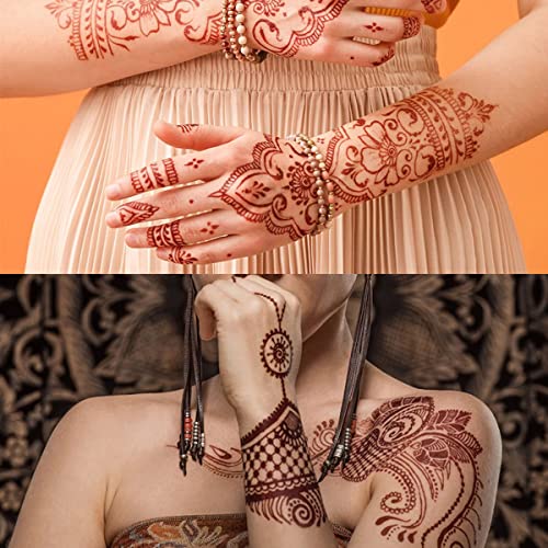 Tatuagem temporária de hena elegante lótus marrom mandala flor impermeável tatuagens falsas tatuagens temporárias