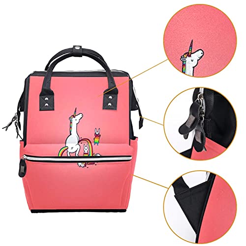 Unicorn Pink Frelaper Sags Backpack Mummy Backpack de grande capacidade Bolsa de enfermagem Bolsa de viagem