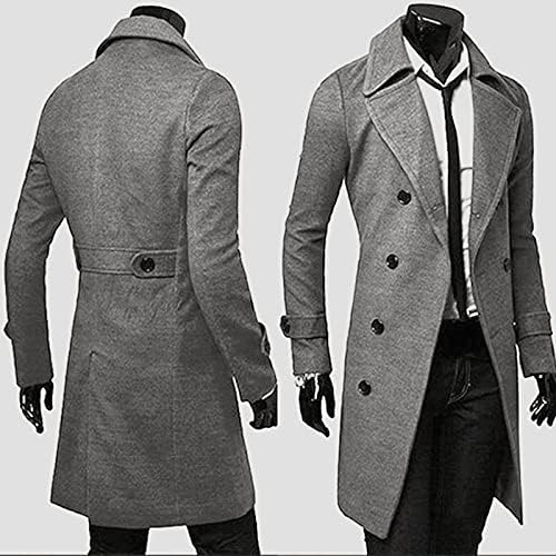 Oioloyjm Men's Casual Casual Casual 2023 Fit Slim entalhado colarinho comprido sobretudo com casaco de peito