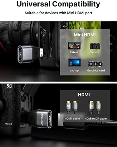 Jsaux 2 pacote mini hdmi para adaptador hdmi, mini hdmi masculino para o cabo feminino HDMI com