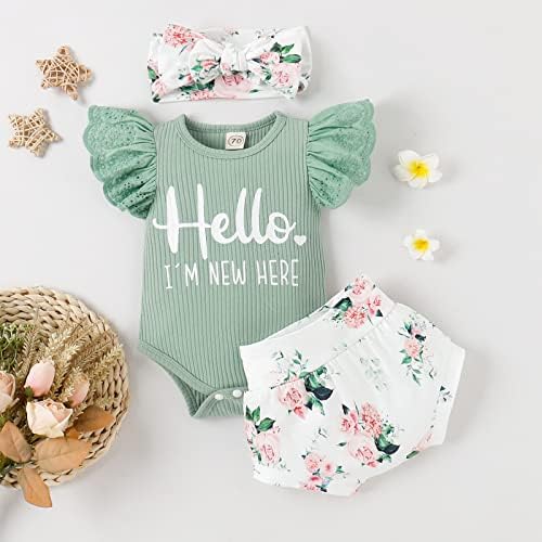 Roupas zoelnicas de menina, recém -nascidos Ruffles Ruffles + shorts florais 3pcs Toddler Photoshoot 3pcs roupas