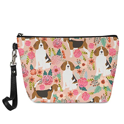Mamãe smalt hankelnetry saco prático para mulheres, senhoras rosa Floral Beagles Zipper Fechamento