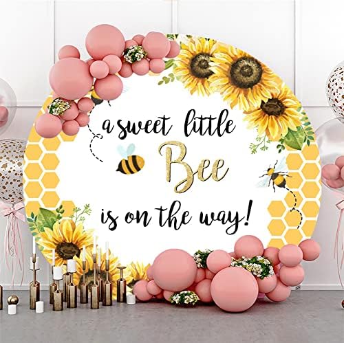 LaeAcco 6.5x6.5ft Little Bee Baby Charp Bornow Centro de uma abelha doce está a caminho de girassol
