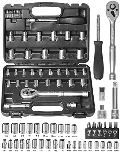 Conjunto de soquete Wesco, conjunto de ferramentas para as mãos domésticas, com estojo de armazenamento de