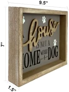 Bercaso House cão sinal decoração de casa Arte da parede | O sotaque de moldura de madeira pendurado