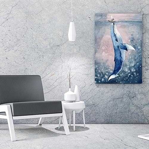 Sea Life Canvas Pintura de parede Posters de arte Hubarde e barco Aquarela abstrata Arte Pintura de