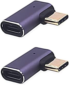Kework 2 pacote USB 4.0 Adaptador de extensão Tipo C com luz LED, 40 Gbps ângulo direito esquerdo