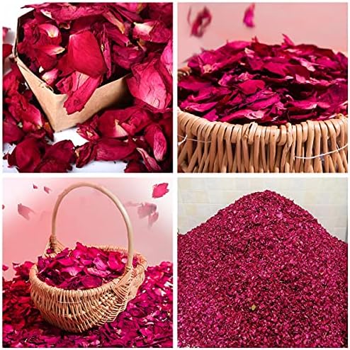 Railbox 0,7 oz pétalas de rosa seca, ervas de flores secas naturais confetes de casamento para banho, sabão