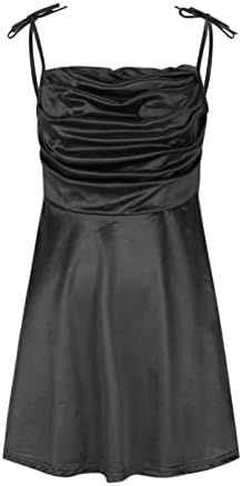 2023 Moda de moda com cetim com coquetel de cetim mini vestido de tira de tiras cami fenda de