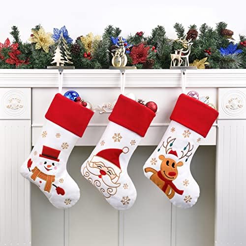 Caraknots meias de Natal 3 pacote de meias de Natal vermelho e branco para crianças crianças Santa Snowman