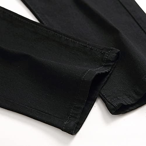 Calças casuais de Badhub Men Zipper Fechamento Sólido Solidado Treprilhas Casuais Jeans Calça Jeans