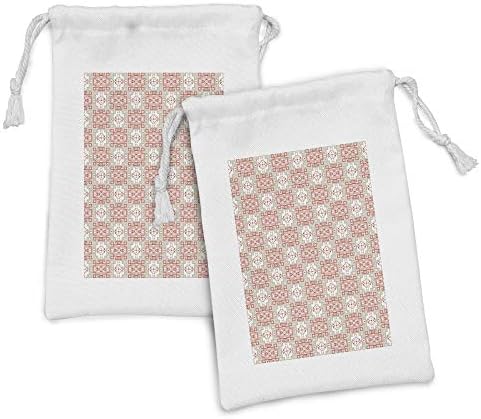 Conjunto de bolsas de tecido tribal lunarável de 2, triângulos geométricos de tradição de motivos vintage,
