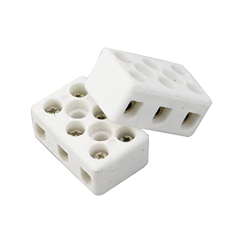 FAOTUP 4PCS Bloco de terminal de cerâmica de 1,24 de 3 vias, bloco de conectores de cerâmica, conectores