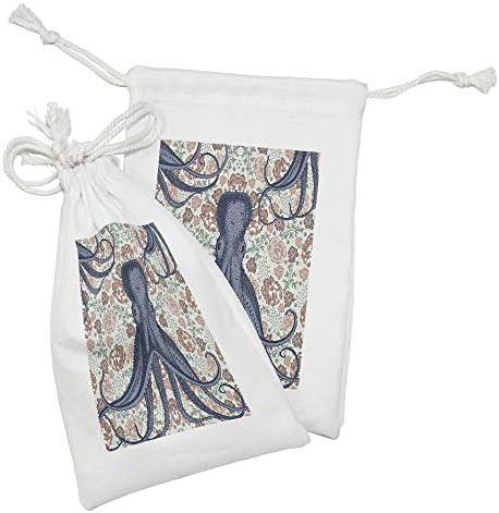Conjunto de bolsas de tecido de polvo de Ambesonne de 2, composição colorida pastel com animais marinhos e flores