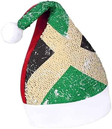 Jamaica bandeira retro engraçada chapéu de Natal lantejoulas chapéus de santa para homens para homens decorações