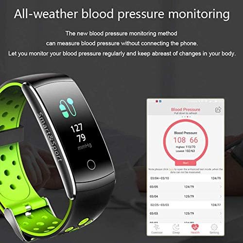 GPPZM HK Fitness Tracker Tracker Watch com frequência cardíaca Monitor de pressão arterial Pulseira