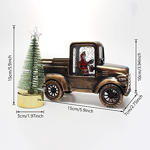 Lazyspace Christmas Vintage Truck Toy com mini enfeites de árvores de Natal, modelo de carro de picape de metal