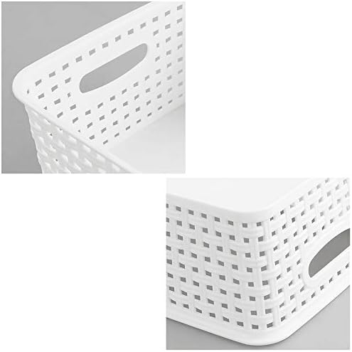 Nicesh 6-Pack White Plástico Cestas de armazenamento pequenas, 10 x 7,7 x 4