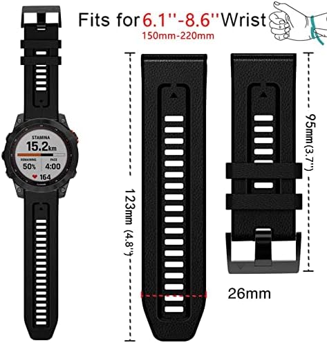 Banda de relógio de couro de 26 mm de Abanen Fit 26mm para Garmin Fenix ​​7x Solar/Fenix ​​6x Pro/Fenix ​​5x, padrão