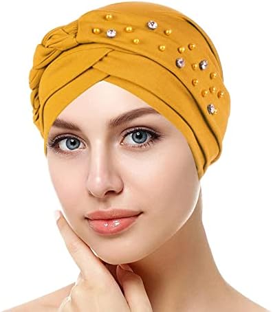 Mulheres stromestons Beanie Hat Hat Headwrap Fashion Pearl Capas de cabelos lenço de cabeça para