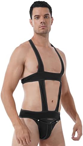 zdhoor masculino de uma peça arnês de peito Bandagem lingerie collant bulge bolsa jock tira corpora