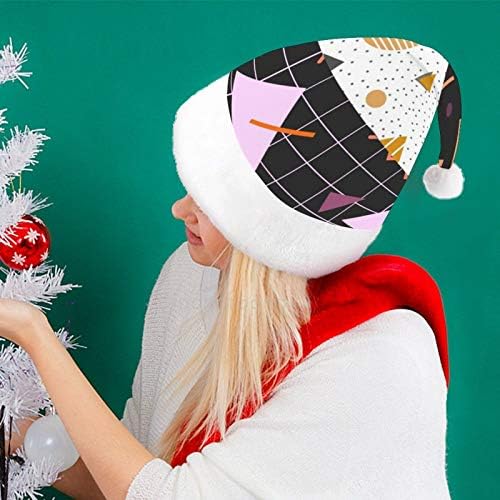 Chapéu de Papai Noel de Natal, padrão geométrico Holding Holding Hat para adultos, Hats de Natal de Comforto