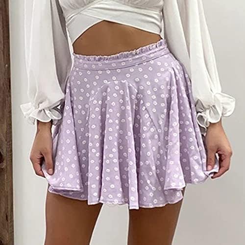 Mini -saia feminina para o verão feminino casual vintage de alta cintura boho floral praia bagunçada saia