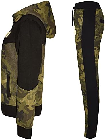 Criança de garotos garotos designer de designer A2Z Camuflage Contraste Tracksuit de traje com capuz