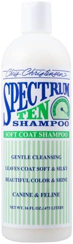 Chris Christensen Spectrum 10 Shampoo de cachorro de casaco macio ultra concentrado, faz com que