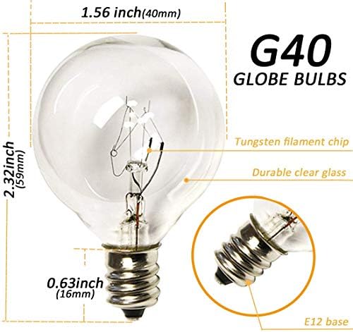 30 pacote de lâmpadas de substituição G40, lâmpadas globais de 5 watts G40 para luzes de corda, base