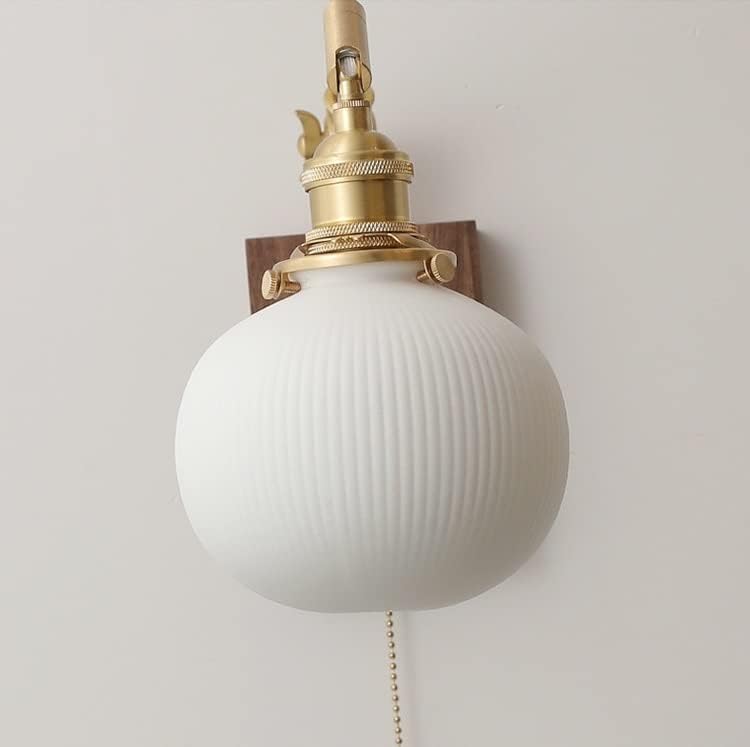 ZSEDP Bola de cerâmica branca luminária de luminária de luminária com zíper de zíper de cobre braço