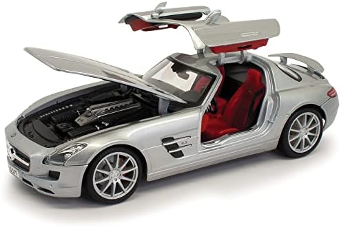 Modelo de escala Maisto Compatível com Mercedes SLS AMG Silver 1:18 MI31389Z