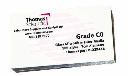 Thomas C9000 Borossilicate Glass Microfiber Filter, 1,2 mícron, fluxo rápido, grau C0, 9cm de diâmetro