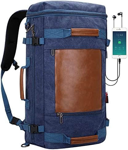 Witzman Travel Mackpack com USB Charging Port Large Carry On Canvas Backpack Duffel Balgage Fit